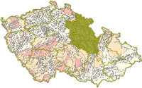 Mapa České republiky - radonová mapa, zdroj www.suro.cz